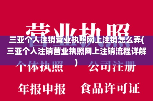 三亚个人注销营业执照网上注销怎么弄(三亚个人注销营业执照网上注销流程详解)