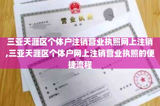 三亚天涯区个体户注销营业执照网上注销,三亚天涯区个体户网上注销营业执照的便捷流程