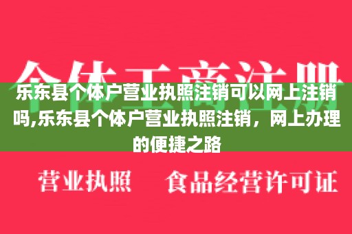 乐东县个体户营业执照注销可以网上注销吗,乐东县个体户营业执照注销，网上办理的便捷之路