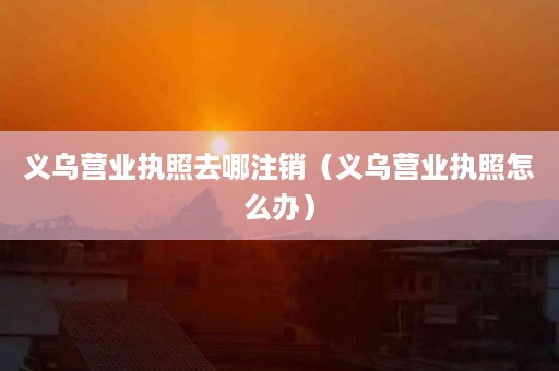 义乌营业执照去哪注销（义乌营业执照怎么办）