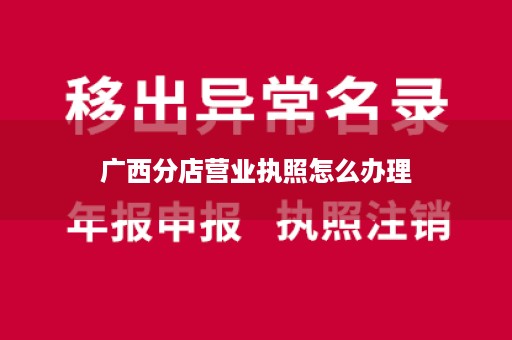 广西分店营业执照怎么办理
