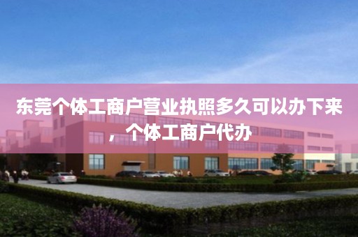 东莞个体工商户营业执照多久可以办下来，个体工商户代办