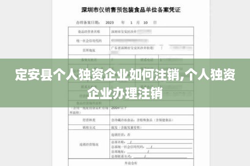 定安县个人独资企业如何注销,个人独资企业办理注销
