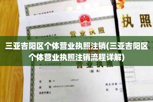 三亚吉阳区个体营业执照注销(三亚吉阳区个体营业执照注销流程详解)