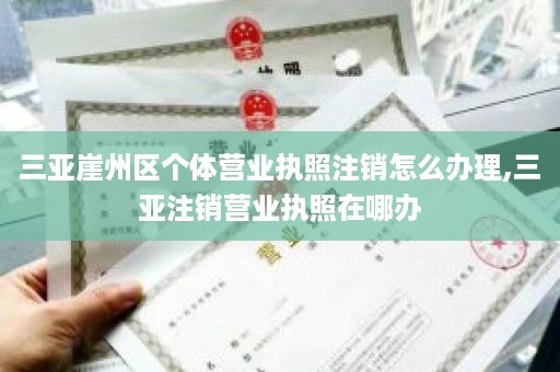 三亚崖州区个体营业执照注销怎么办理,三亚注销营业执照在哪办