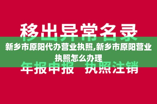 新乡市原阳代办营业执照,新乡市原阳营业执照怎么办理