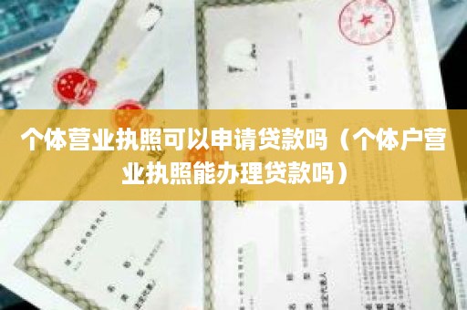 个体营业执照可以申请贷款吗（个体户营业执照能办理贷款吗）