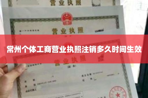 常州个体工商营业执照注销多久时间生效