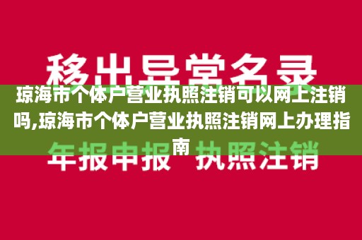 琼海市个体户营业执照注销可以网上注销吗,琼海市个体户营业执照注销网上办理指南