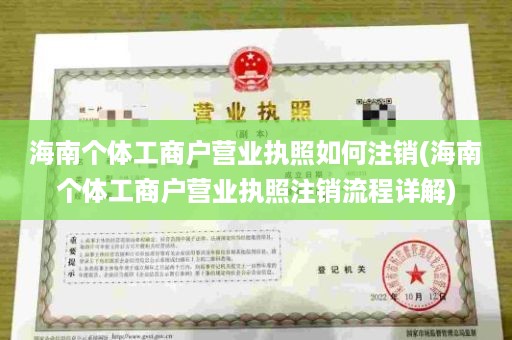 海南个体工商户营业执照如何注销(海南个体工商户营业执照注销流程详解)