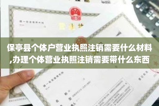 保亭县个体户营业执照注销需要什么材料,办理个体营业执照注销需要带什么东西