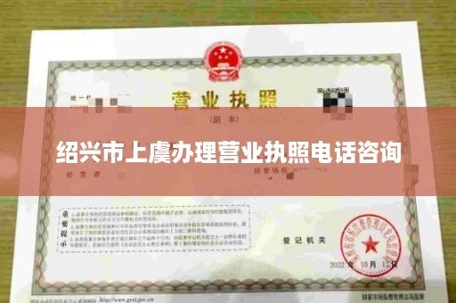 绍兴市上虞办理营业执照电话咨询