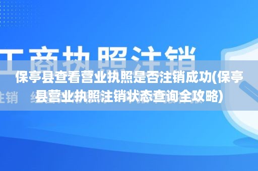 保亭县查看营业执照是否注销成功(保亭县营业执照注销状态查询全攻略)