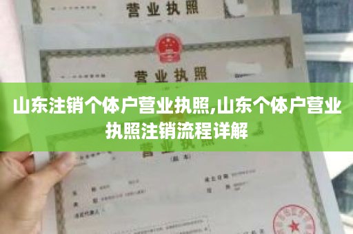 山东注销个体户营业执照,山东个体户营业执照注销流程详解