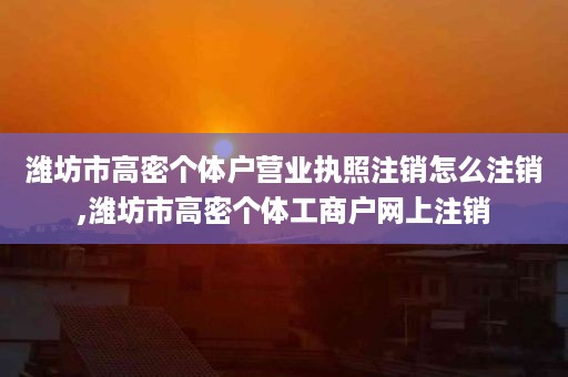 潍坊市高密个体户营业执照注销怎么注销,潍坊市高密个体工商户网上注销