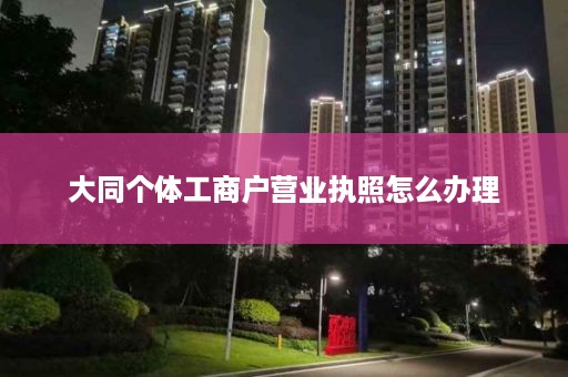 大同个体工商户营业执照怎么办理