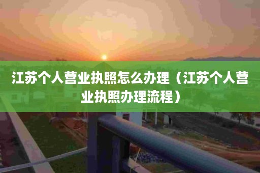 江苏个人营业执照怎么办理（江苏个人营业执照办理流程）