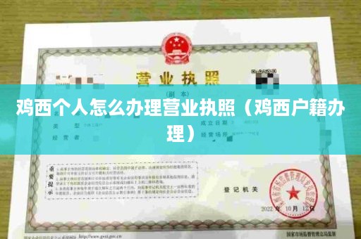 鸡西个人怎么办理营业执照（鸡西户籍办理）