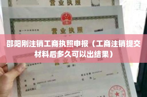 邵阳刚注销工商执照申报（工商注销提交材料后多久可以出结果）