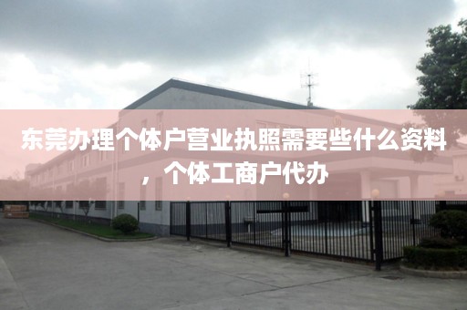 东莞办理个体户营业执照需要些什么资料，个体工商户代办