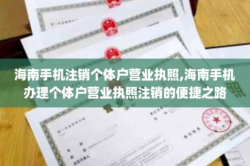 海南手机注销个体户营业执照,海南手机办理个体户营业执照注销的便捷之路