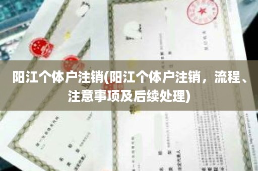 阳江个体户注销(阳江个体户注销，流程、注意事项及后续处理)