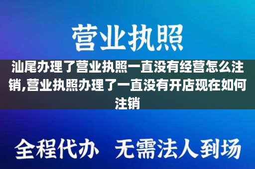 汕尾办理了营业执照一直没有经营怎么注销,营业执照办理了一直没有开店现在如何注销