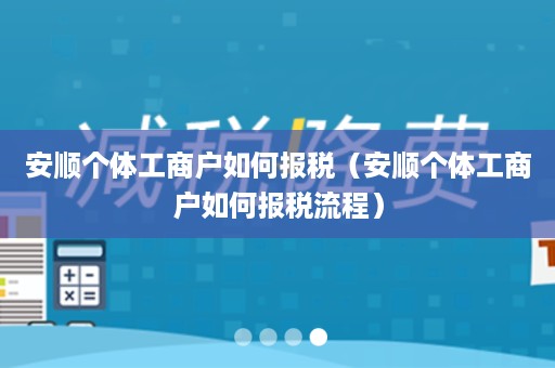 安顺个体工商户如何报税（安顺个体工商户如何报税流程）