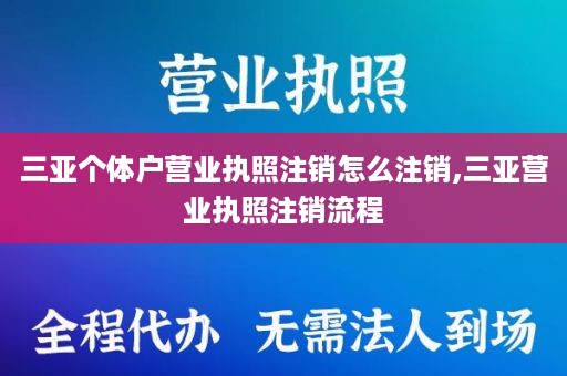 三亚个体户营业执照注销怎么注销,三亚营业执照注销流程