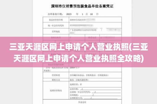 三亚天涯区网上申请个人营业执照(三亚天涯区网上申请个人营业执照全攻略)