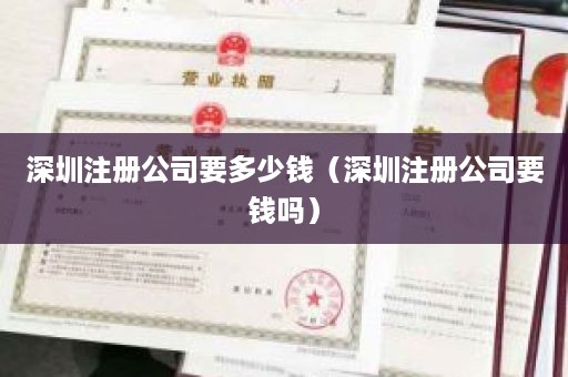 深圳注册公司要多少钱（深圳注册公司要钱吗）