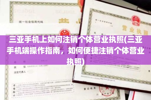 三亚手机上如何注销个体营业执照(三亚手机端操作指南，如何便捷注销个体营业执照)