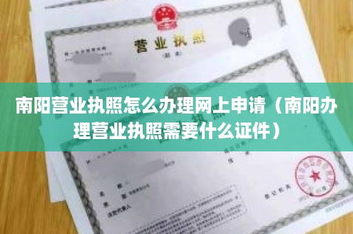 南阳营业执照怎么办理网上申请（南阳办理营业执照需要什么证件）