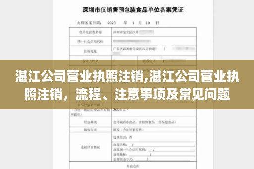 湛江公司营业执照注销,湛江公司营业执照注销，流程、注意事项及常见问题