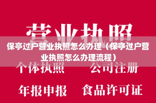 保亭过户营业执照怎么办理（保亭过户营业执照怎么办理流程）