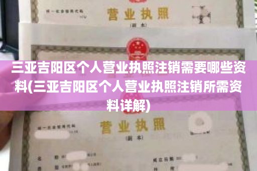 三亚吉阳区个人营业执照注销需要哪些资料(三亚吉阳区个人营业执照注销所需资料详解)