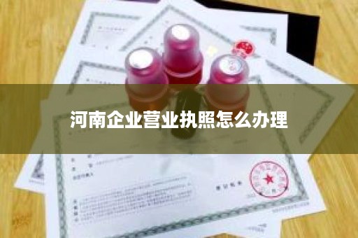 河南企业营业执照怎么办理