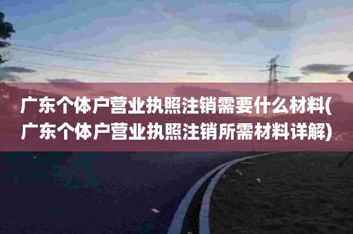 广东个体户营业执照注销需要什么材料(广东个体户营业执照注销所需材料详解)