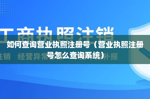 如何查询营业执照注册号（营业执照注册号怎么查询系统）