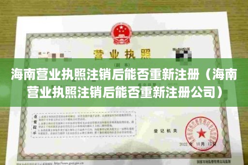 海南营业执照注销后能否重新注册（海南营业执照注销后能否重新注册公司）
