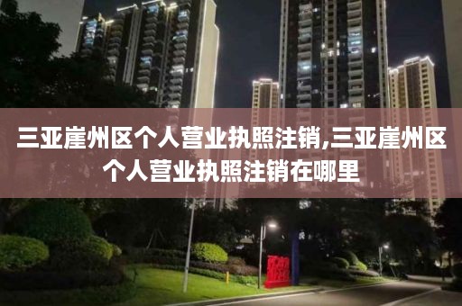 三亚崖州区个人营业执照注销,三亚崖州区个人营业执照注销在哪里