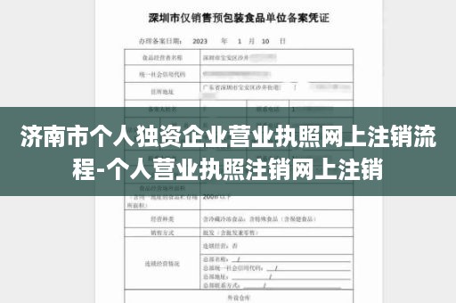 济南市个人独资企业营业执照网上注销流程-个人营业执照注销网上注销