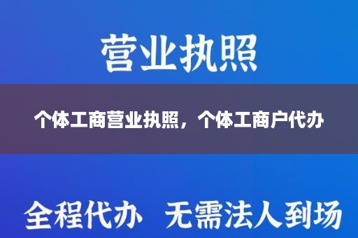 个体工商营业执照，个体工商户代办