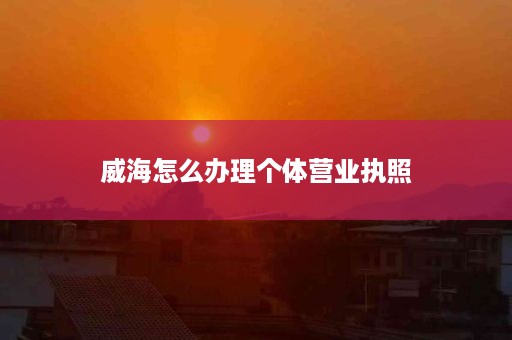 威海怎么办理个体营业执照
