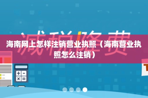 海南网上怎样注销营业执照（海南营业执照怎么注销）