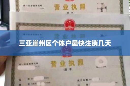 三亚崖州区个体户最快注销几天