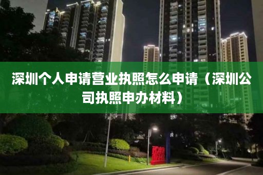 深圳个人申请营业执照怎么申请（深圳公司执照申办材料）