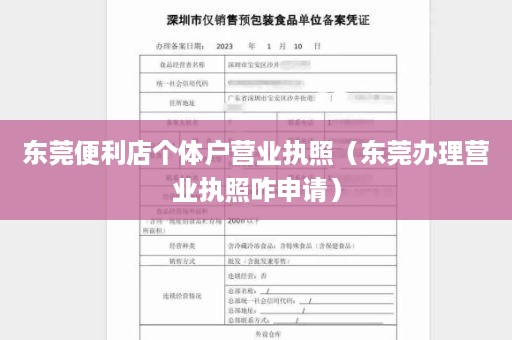 东莞便利店个体户营业执照（东莞办理营业执照咋申请）