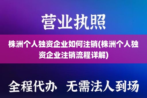 株洲个人独资企业如何注销(株洲个人独资企业注销流程详解)