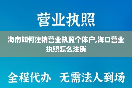 海南如何注销营业执照个体户,海口营业执照怎么注销